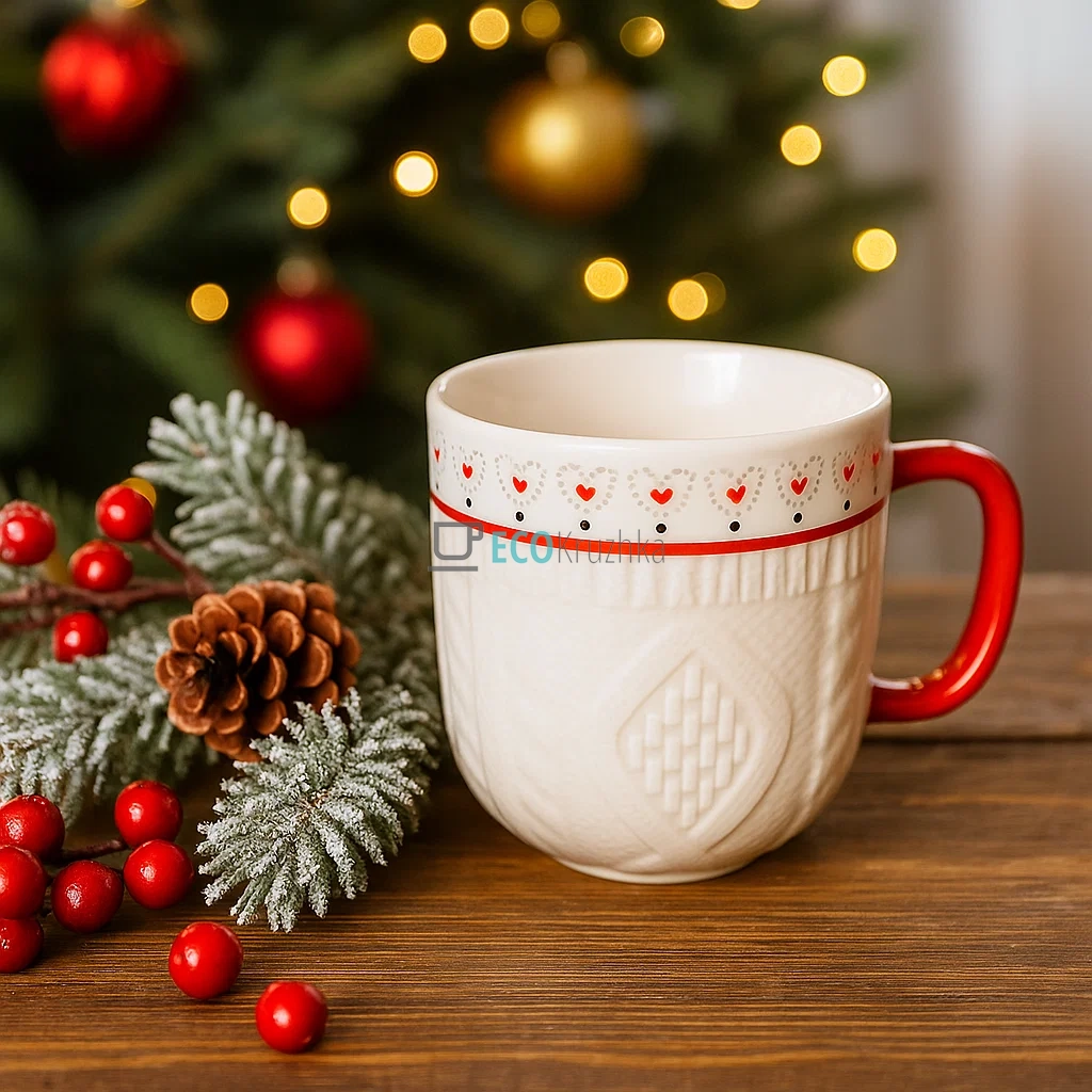 Порцелянова кружка 345 мл з різдвяним в Порцелянова кружка 345 мл з різдвяним в