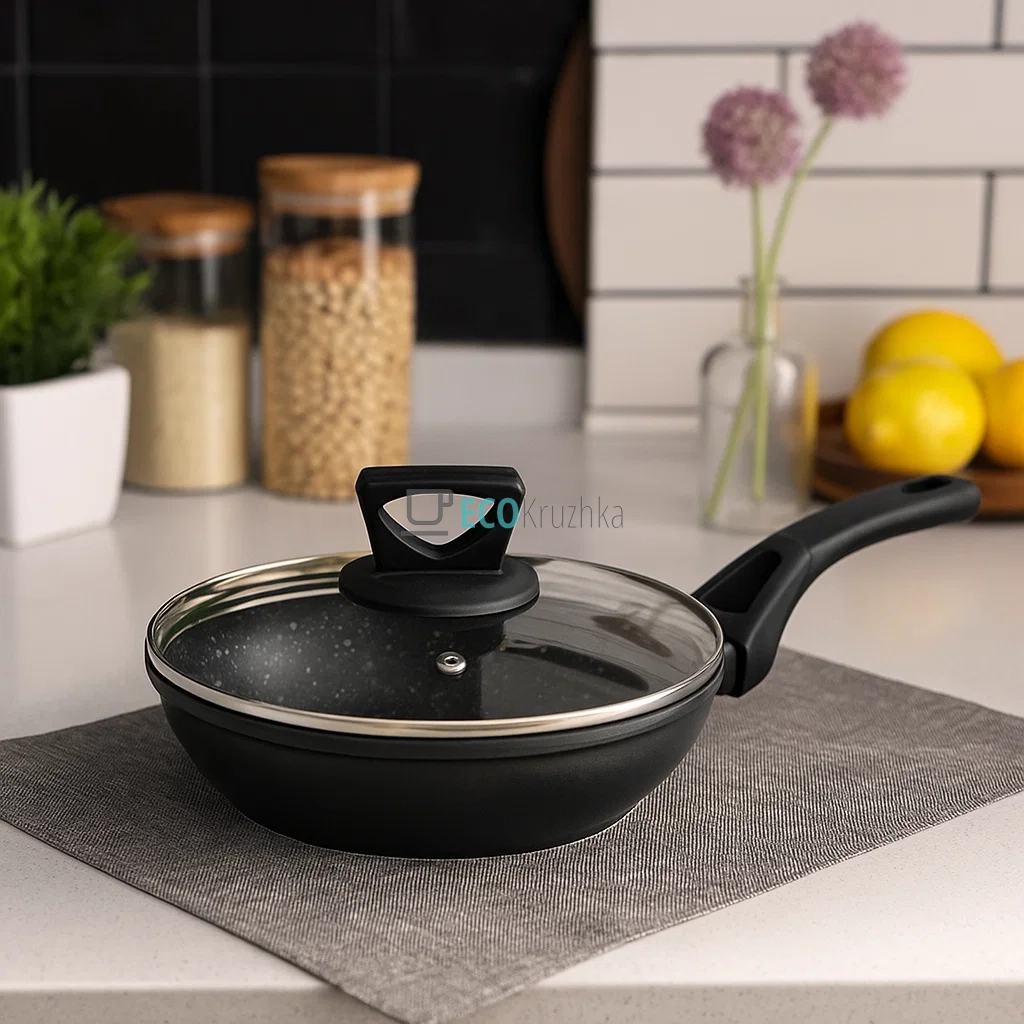 Сковорода 20 см (1.1 л) з кришкою та мармуровим покриттям Edenberg EB-7452 Сковорода 20 см (1.1 л) з кришкою та мармуровим покриттям Edenberg EB-7452