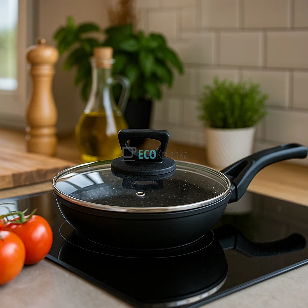 Сковорода 22 см (1.4 л) з кришкою та мармуровим покриттям Edenberg EB-7453