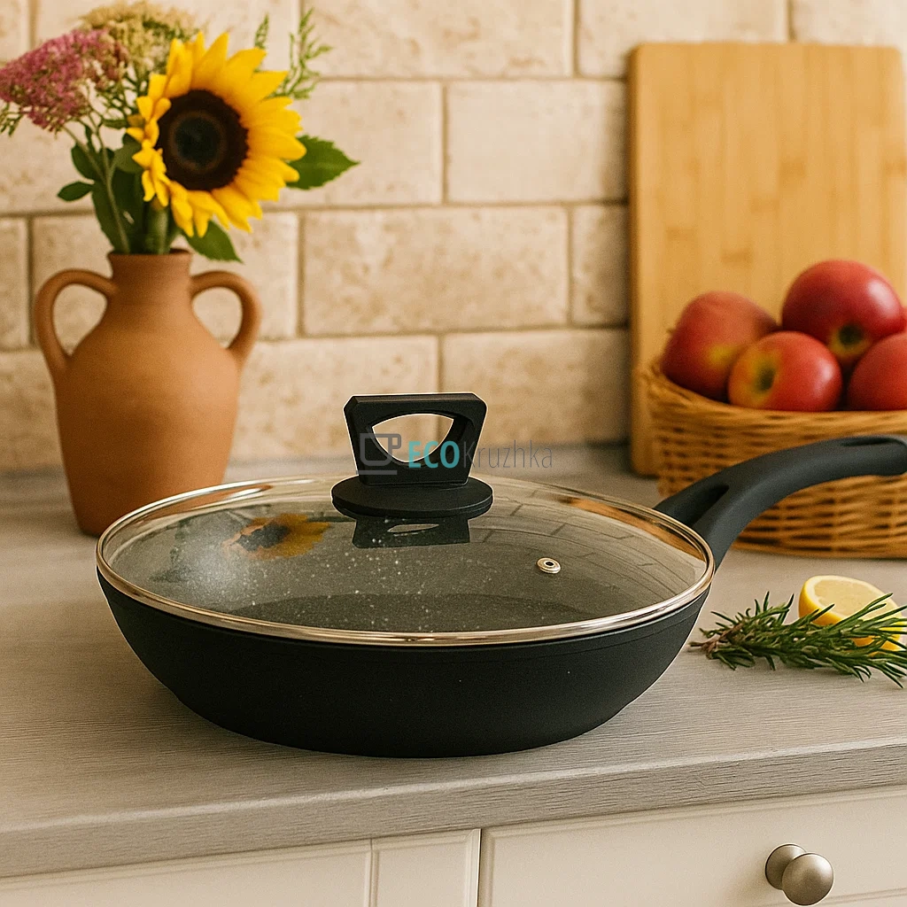 Сковорода 26 см (2.2 л) з кришкою та мармуровим покриттям Edenberg EB-7455 Сковорода 26 см (2.2 л) з кришкою та мармуровим покриттям Edenberg EB-7455