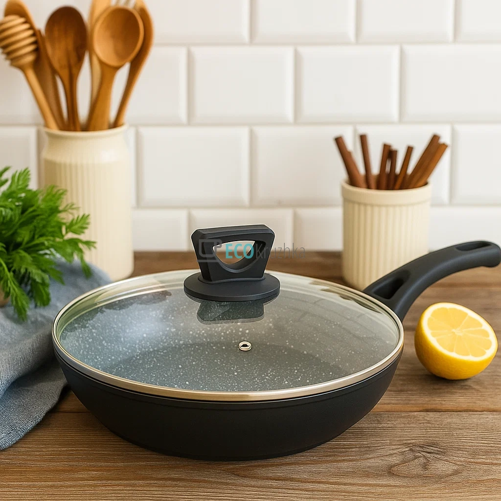 Сковорода 28 см (2.6 л) з кришкою та мармуровим покриттям Edenberg EB-7456 Сковорода 28 см (2.6 л) з кришкою та мармуровим покриттям Edenberg EB-7456