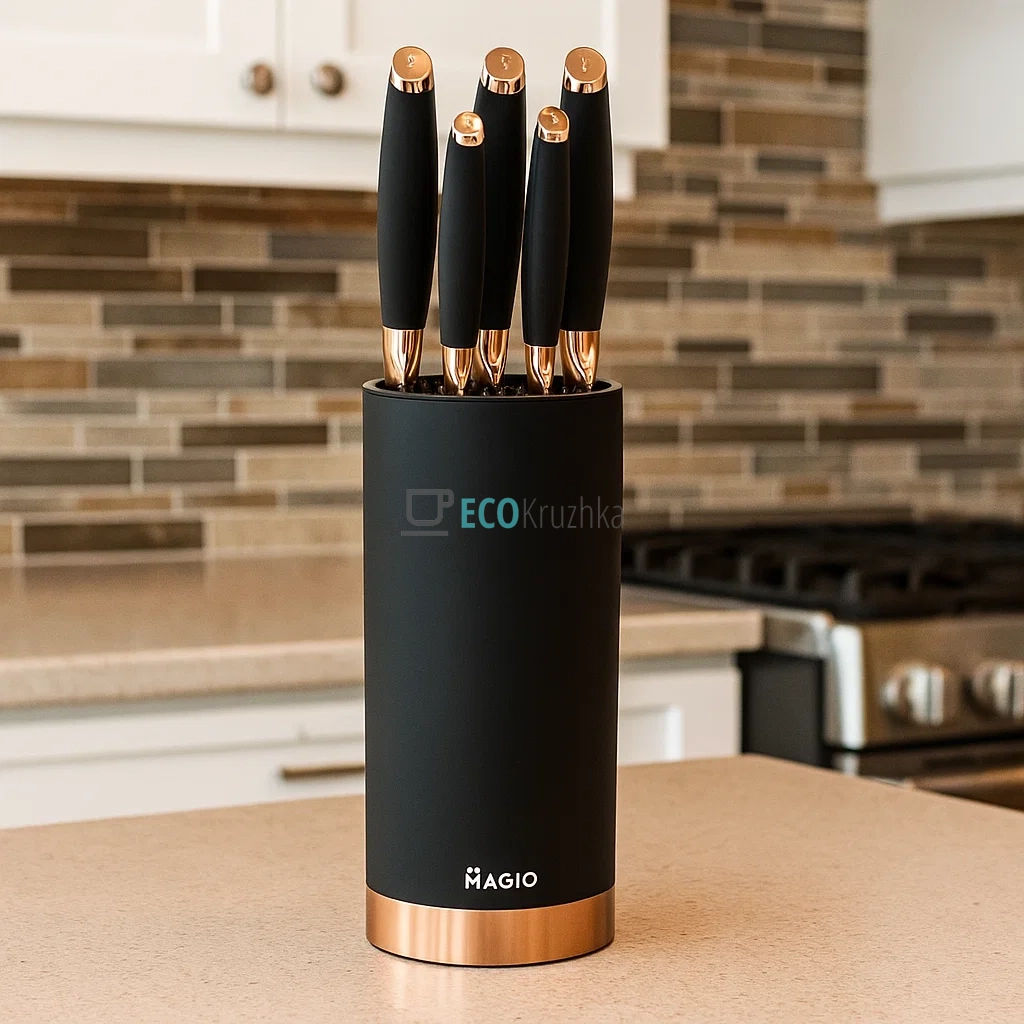 Набір кухонних ножів MAGIO MG-1091 з підставкою, 6 предметів, нержавіюча сталь