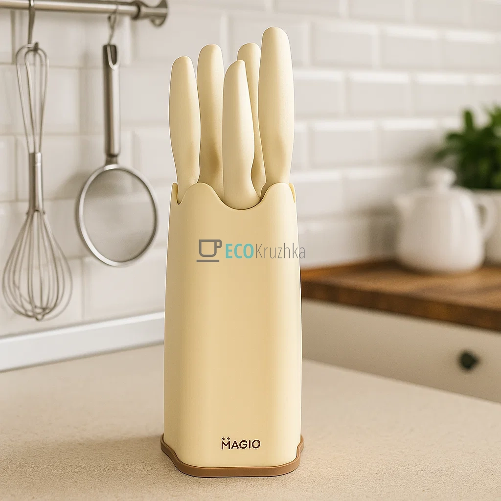 Набір кухонних ножів MAGIO MG-1090 з підставкою, 6 предметів, нержавіюча сталь Набір кухонних ножів MAGIO MG-1090 з підставкою, 6 предметів, нержавіюча сталь