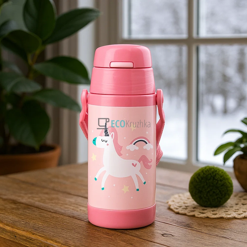 Термокружка Maestro Єдиноріг 350 мл рожевий MR‑1640‑35-C Термокружка Maestro Єдиноріг 350 мл рожевий MR‑1640‑35-C