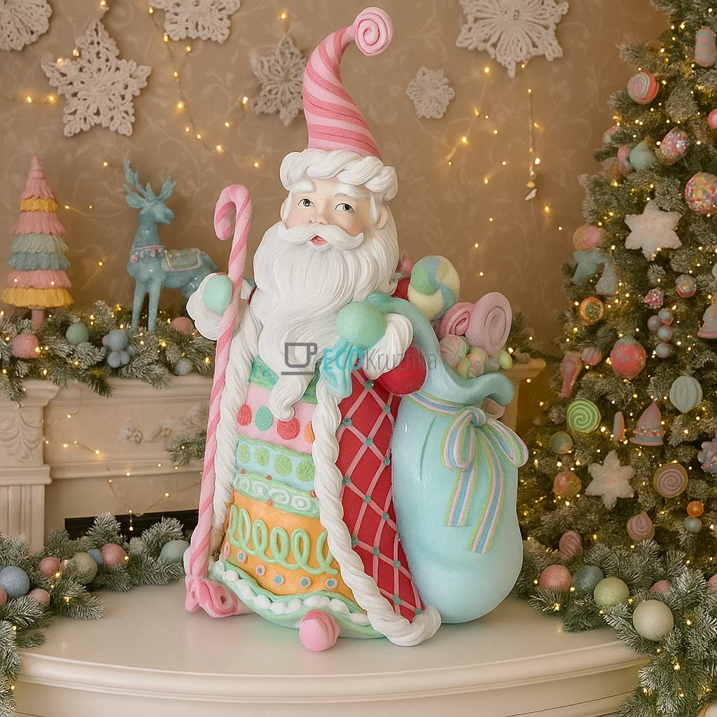 Декоративна фігура Санта в зефірно-кремовому кольорі 52 см (838-437) Декоративна фігура Санта в зефірно-кремовому кольорі 52 см (838-437)