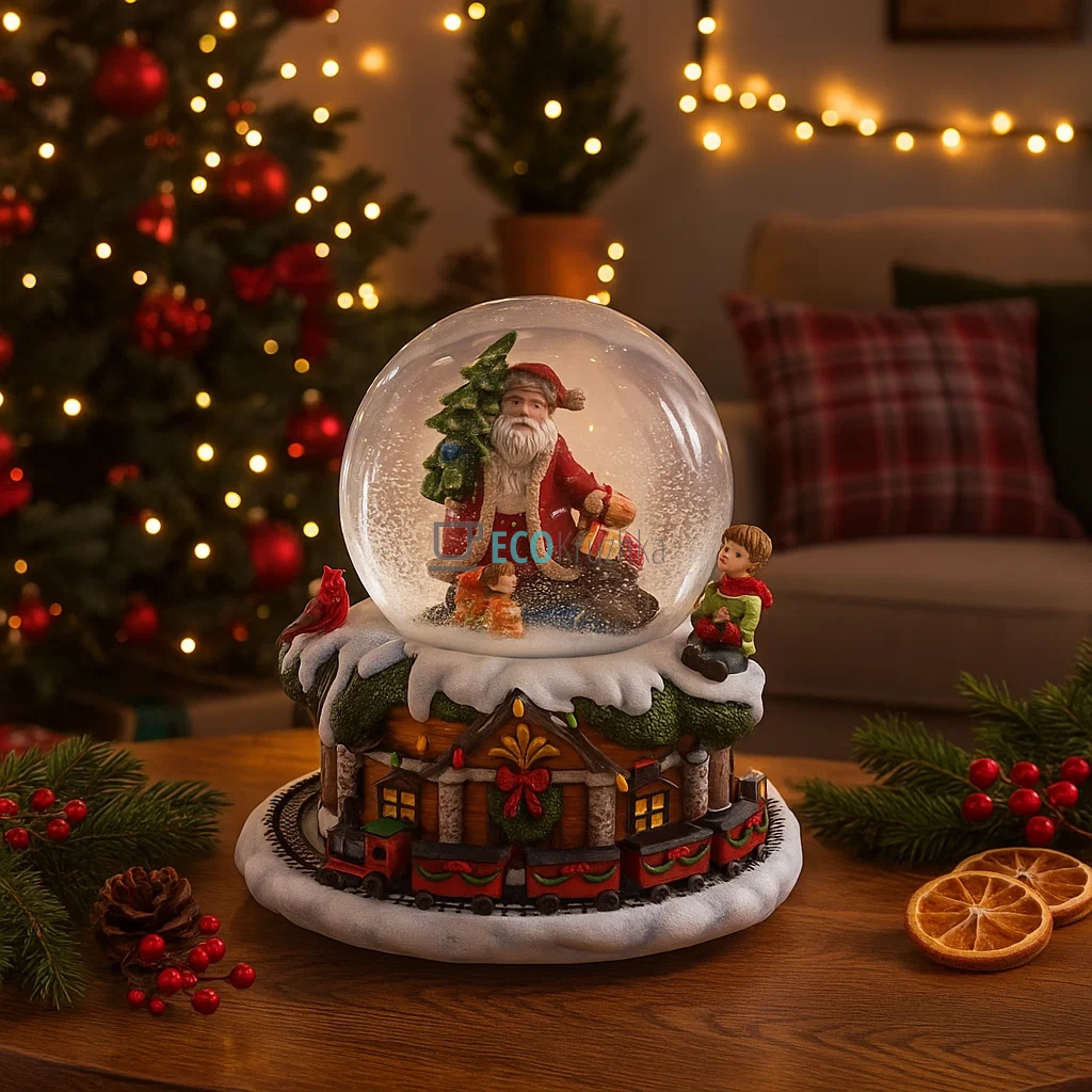 Водяна куля «Happy New Year» 15.5 см з рухомим поїздом і музикою (559-237) Водяна куля «Happy New Year» 15.5 см з рухомим поїздом і музикою (559-237)