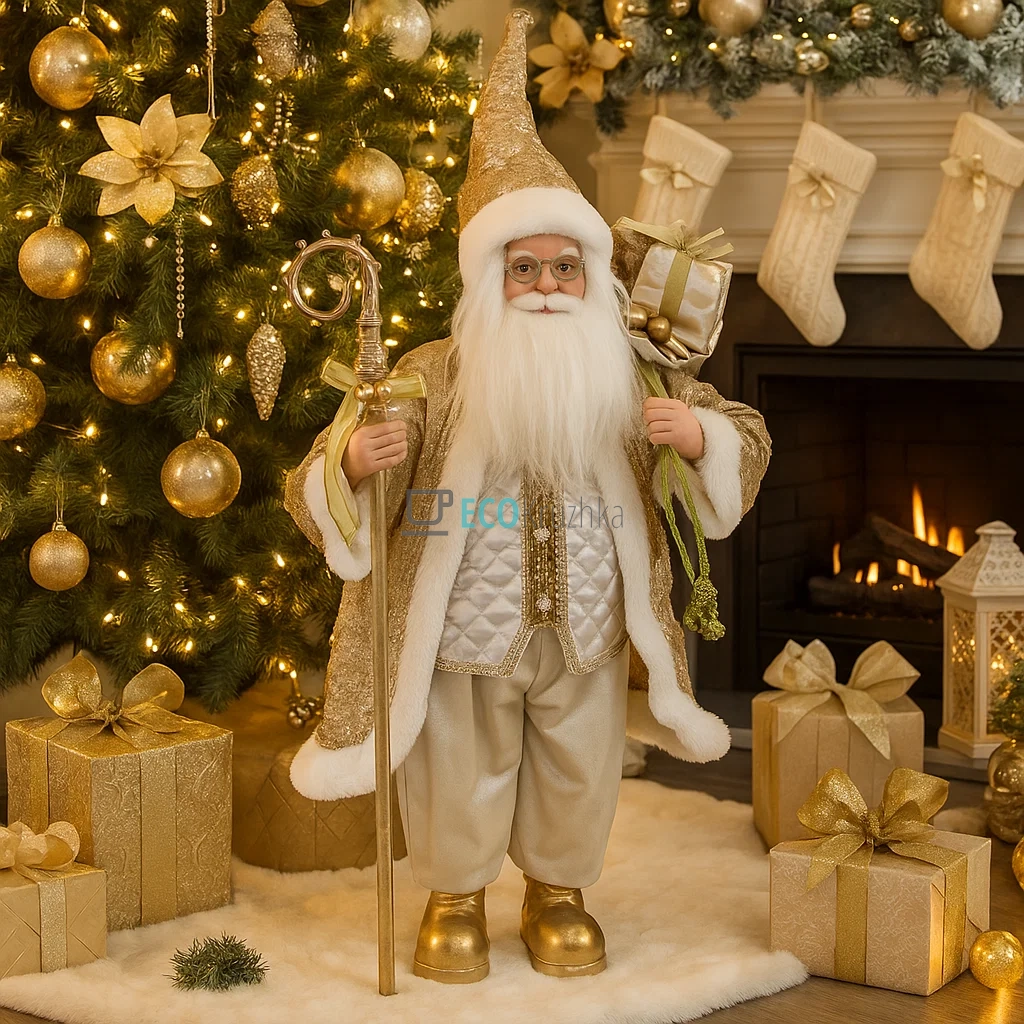 Новорічна фігура Санта 60 см з подарунками шампань (NY44-122) Новорічна фігура Санта 60 см з подарунками шампань (NY44-122)