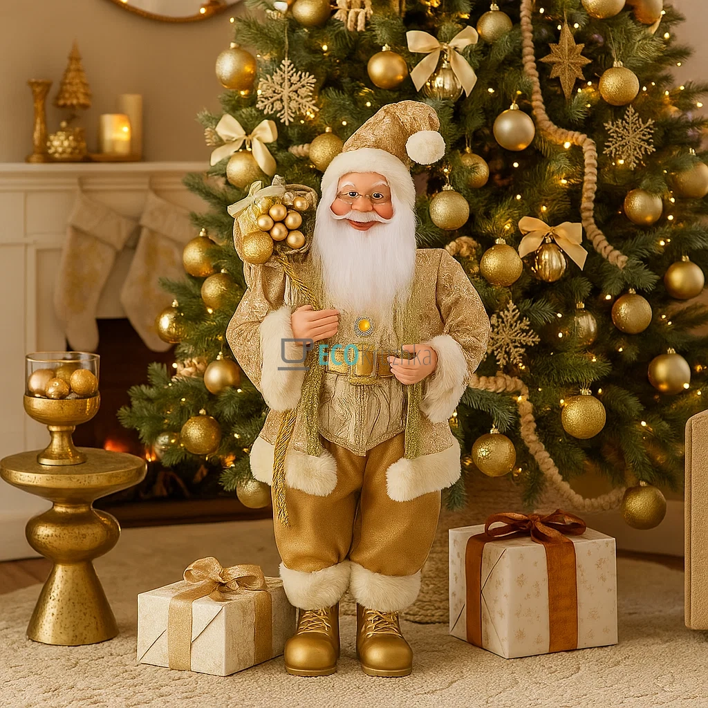 Новорічна фігура Санта 70 см з мішком подарунків шампань (NY14-822) Новорічна фігура Санта 70 см з мішком подарунків шампань (NY14-822)