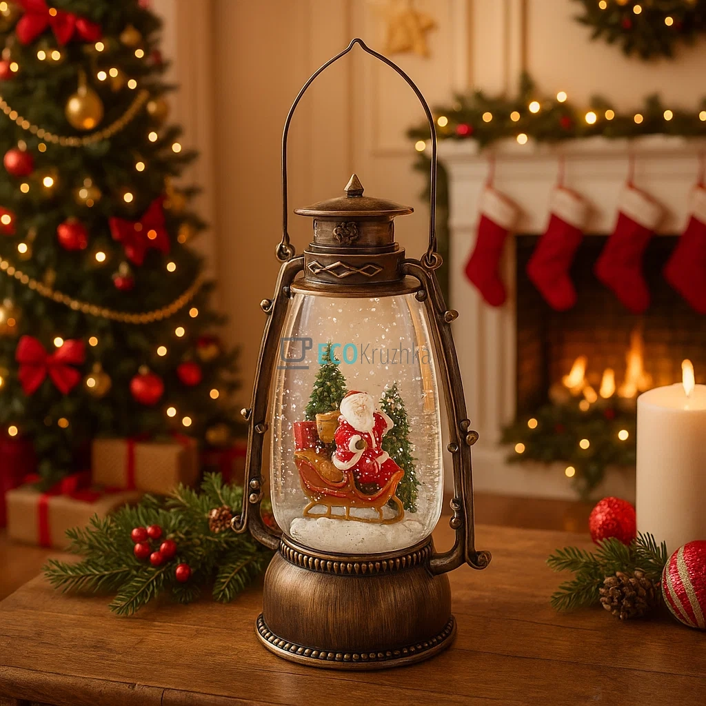 Декоративний LED‑ліхтар «Санта в санях» 24.5 см (919-002) Декоративний LED‑ліхтар «Санта в санях» 24.5 см (919-002)