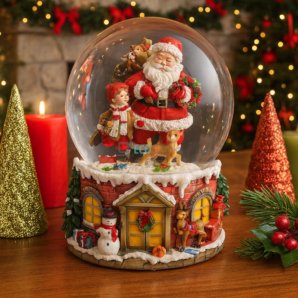 Водяна куля 20 см з музикою "У лісі народилася ялинка" (559-243)