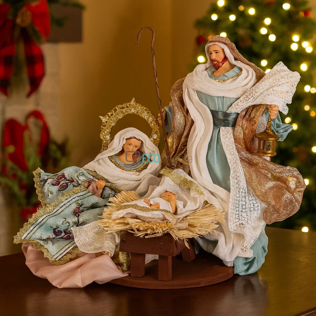 Різдвяний вертеп з 3 фігур на підставці 29 х 20 х 28 см (428-207)