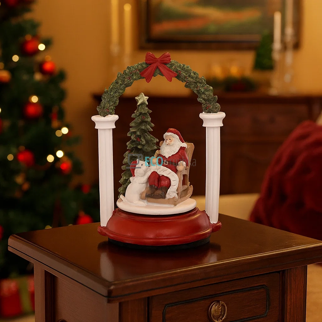 Новорічна музична фігура Санта Клаус у кріслі з ялинкою Jingle Bells 24 см (890-158) Новорічна музична фігура Санта Клаус у кріслі з ялинкою Jingle Bells 24 см (890-158)