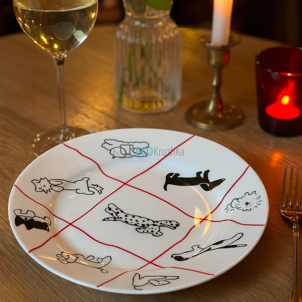 Обідня порцелянова тарілка Dogs Party 23 см (7777-5)