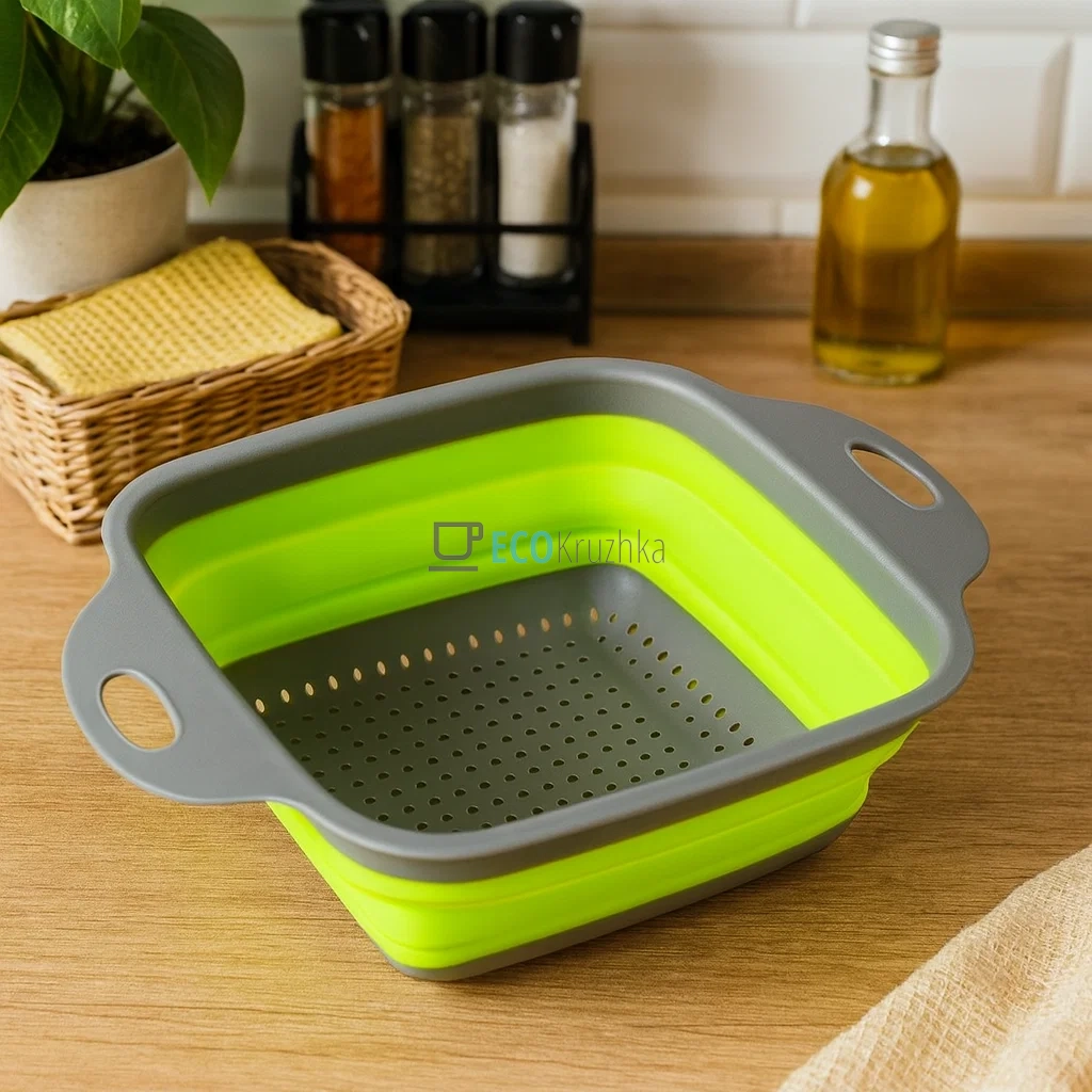 Силіконовий складний друшляк, температурний діапазон від -40° до +220° Салатовий FRU-090