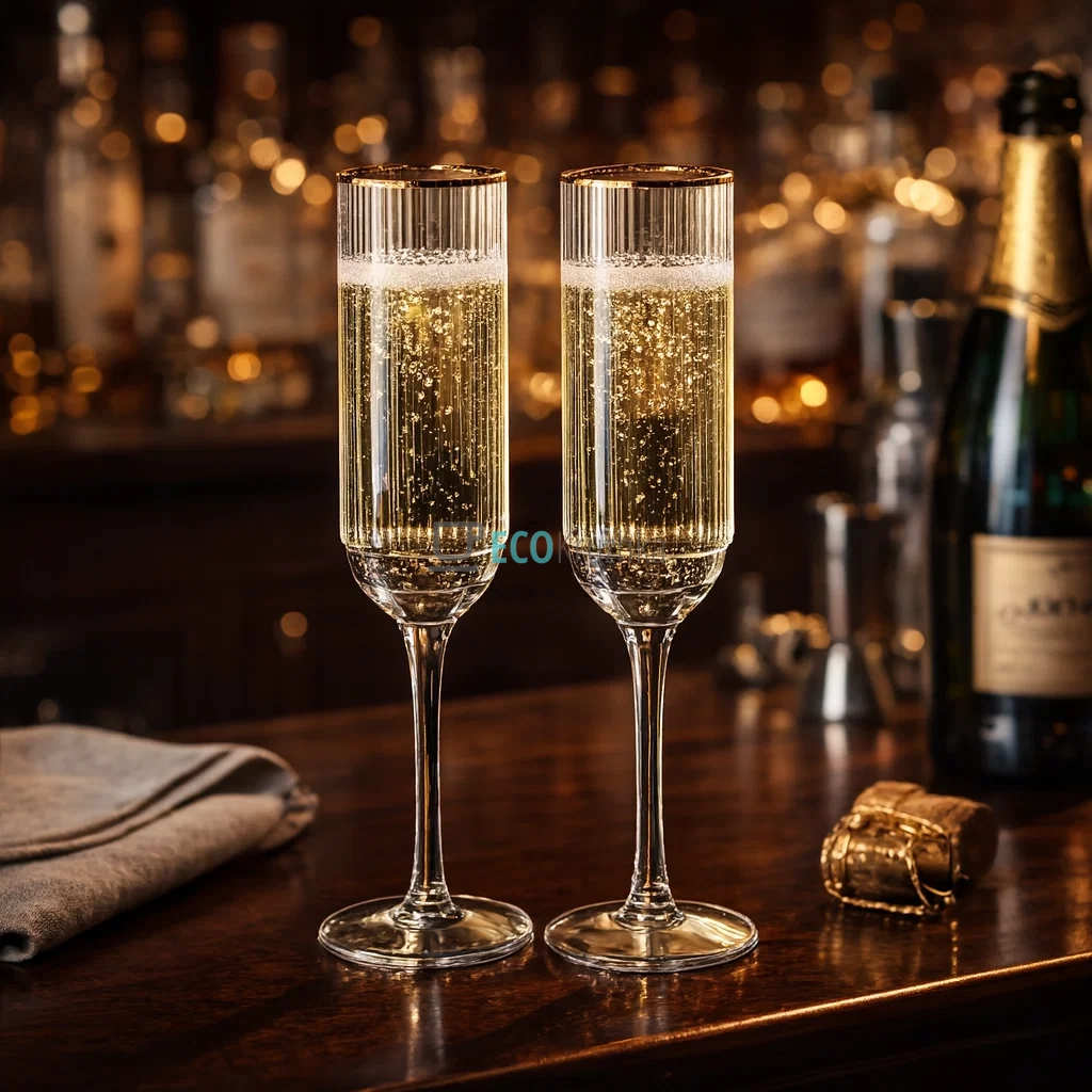 Набір келихів для шампанського із золотим обідком 160 мл 6 шт APL9060