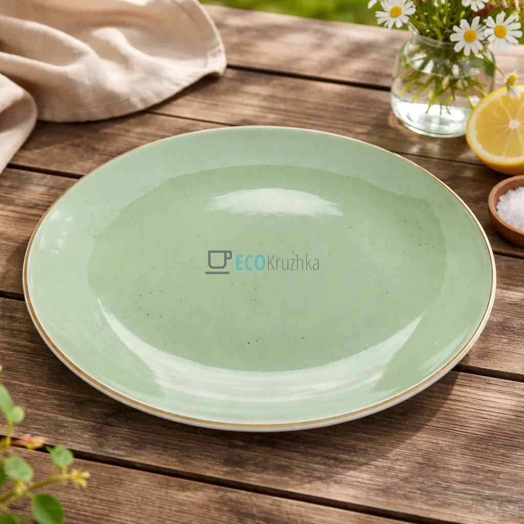 Тарілка обідня Ardesto Bagheria, 26 см, Pastel green, кераміка (AR2926GGC)