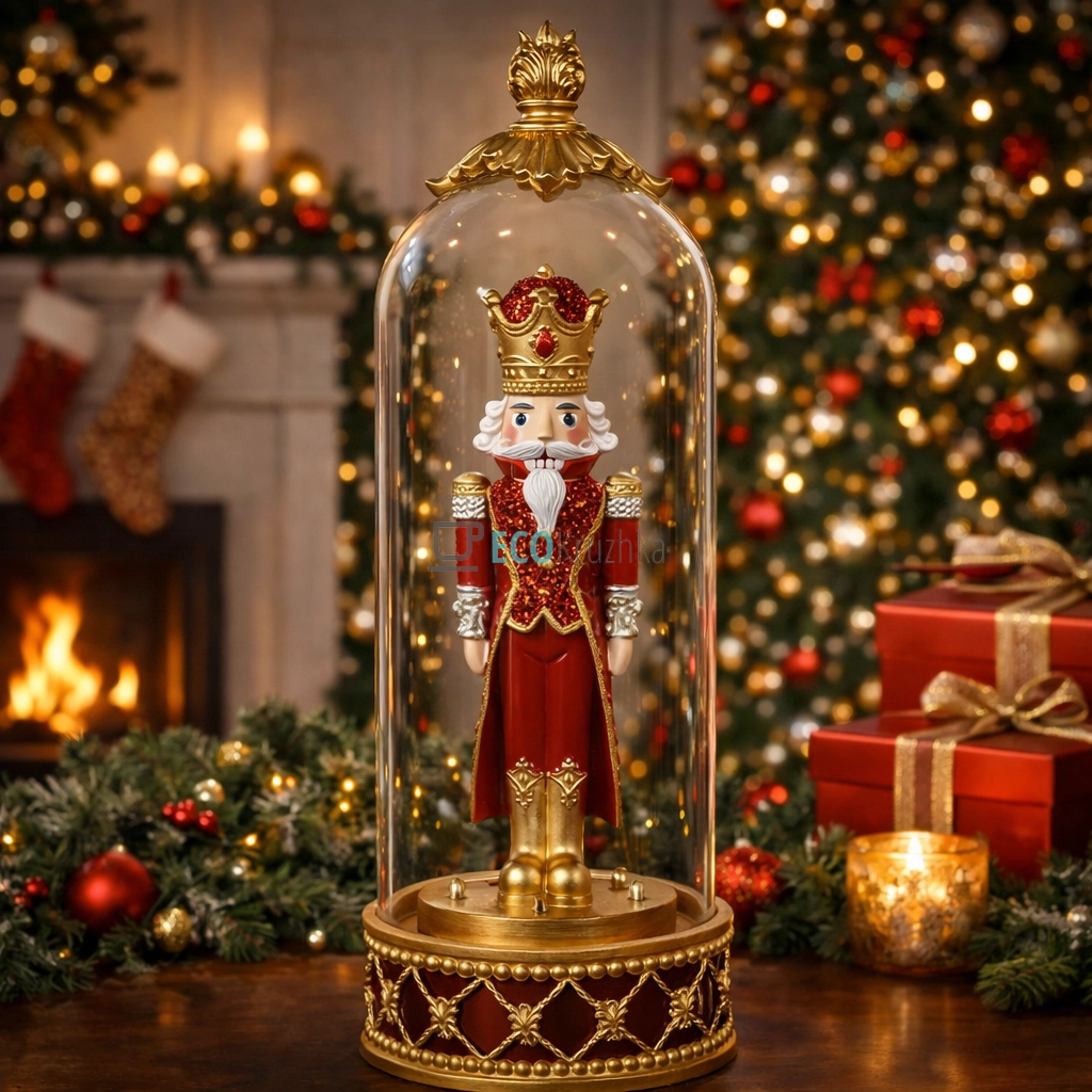 Новорічний Лускунчик у скляному ковпаку LED 33.5 см (837-280)