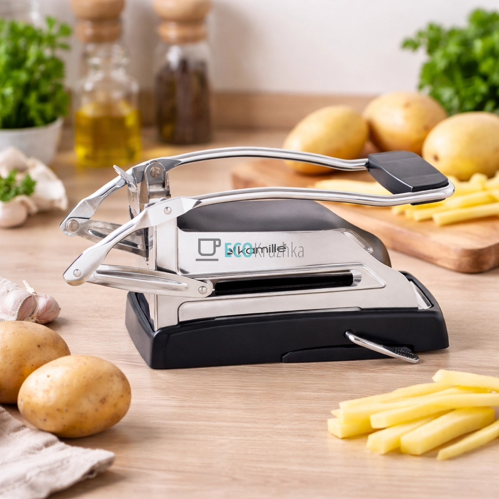 Машинка для нарізки картоплі фрі соломками зі змінними насадками Kamille KM-6511 Машинка для нарізки картоплі фрі соломками зі змінними насадками Kamille KM-6511