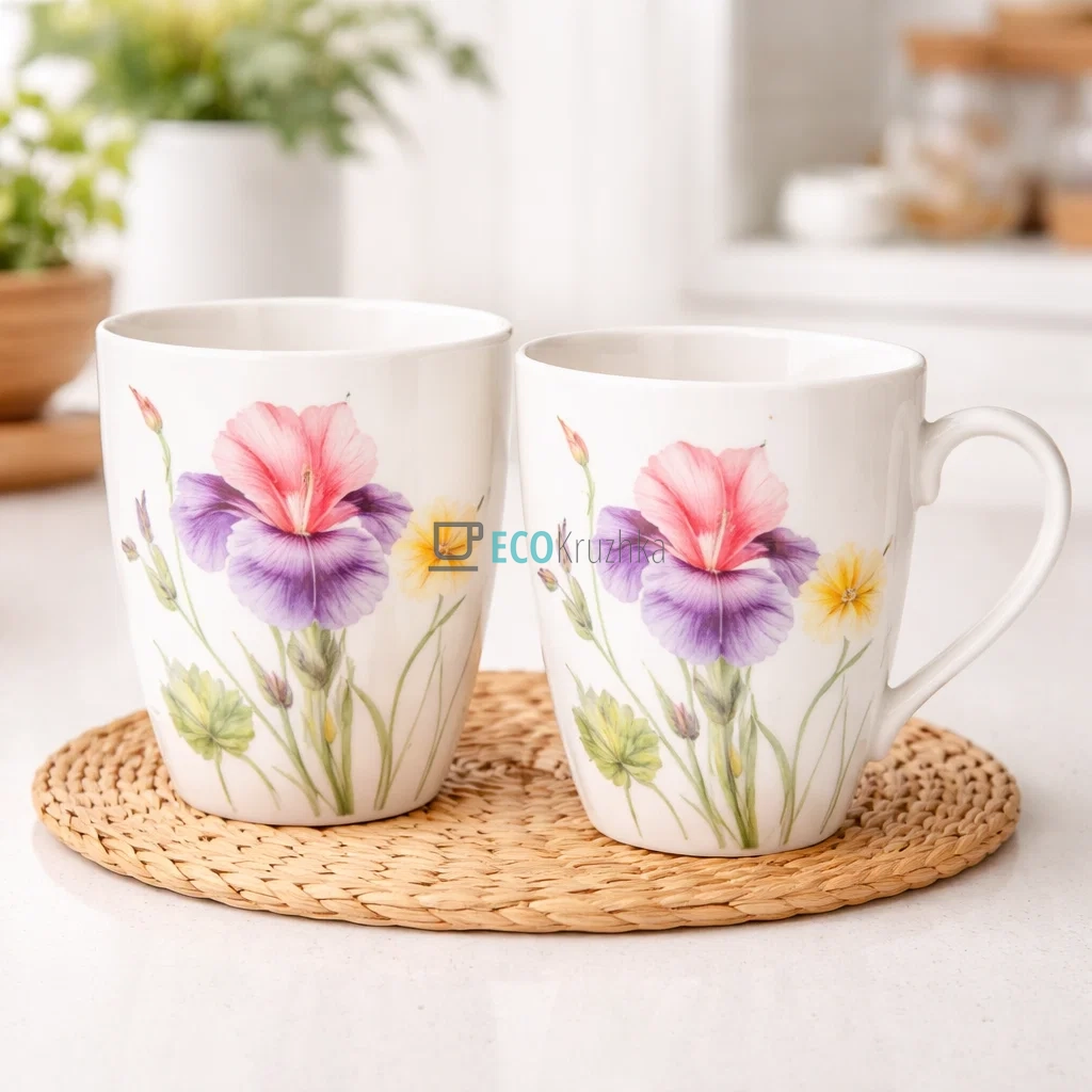 Набір порцелянових  кухлів 350 мл, 2 шт Iris (K253)