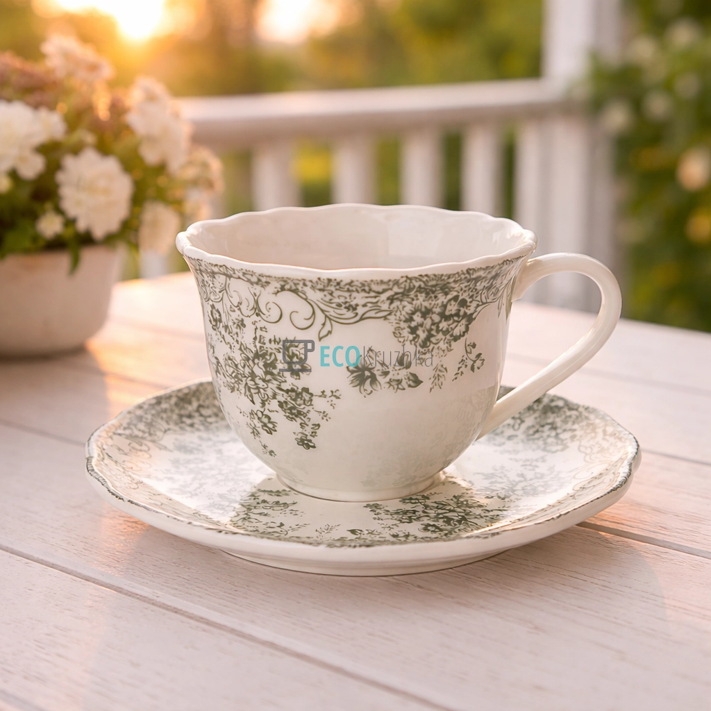 Порцелянова чашка з блюдцем 220 мл Vintage Rose (K199)