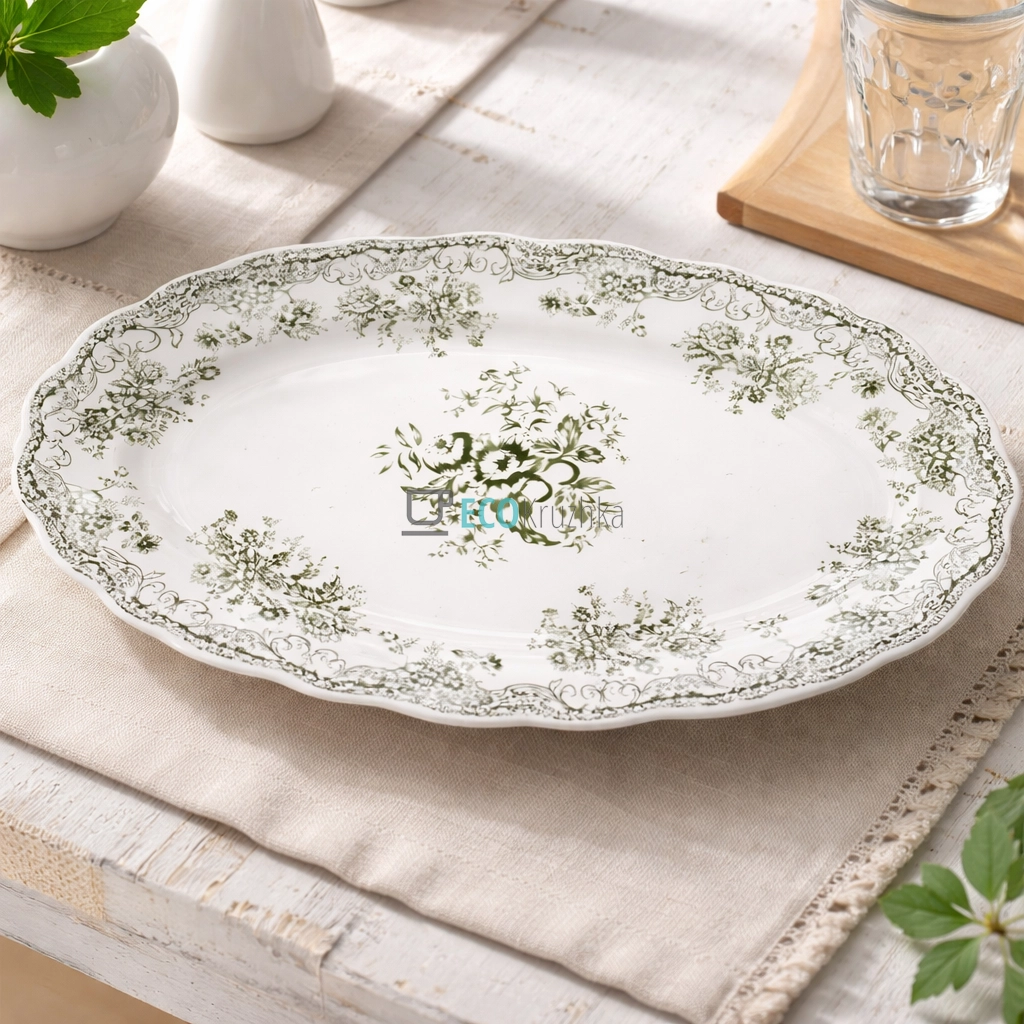 Порцелянове овальне блюдо для сервірування 36 см Vintage Rose (K197)