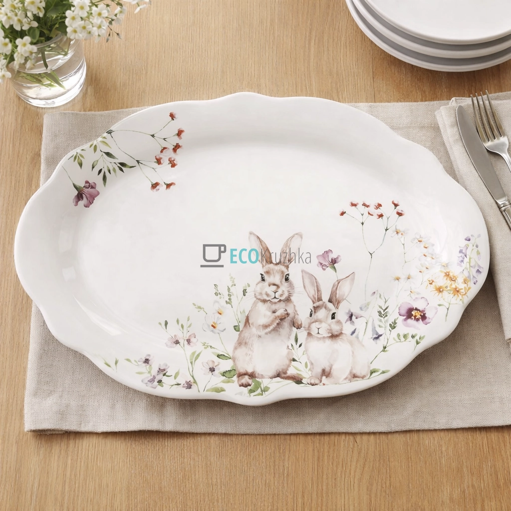 Порцелянове блюдо "Весняна історія" 35,7x24x2,5 см (K092)