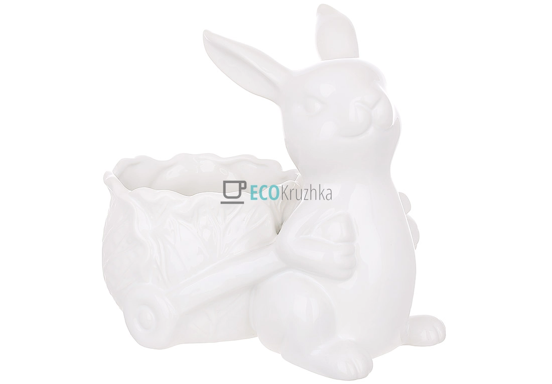 Керамічне кашпо Зайка з візком 20.5 х 12.5 х 18.5 см (928-120)