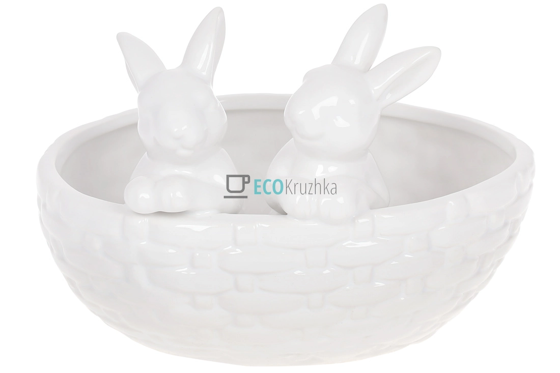 Декоративне кашпо Кролики в кошику 21 см (733-392)