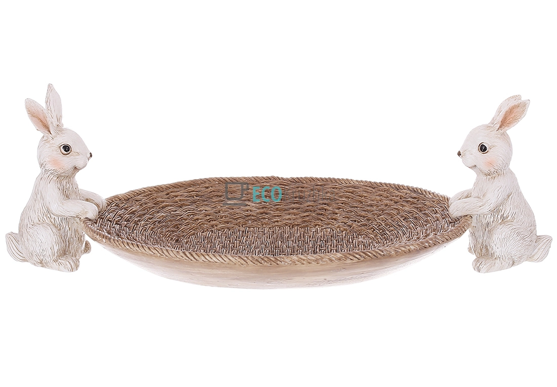 Декоративне керамічне блюдо з кроликами 26.5 см (K07-497) Декоративне керамічне блюдо з кроликами 26.5 см (K07-497)