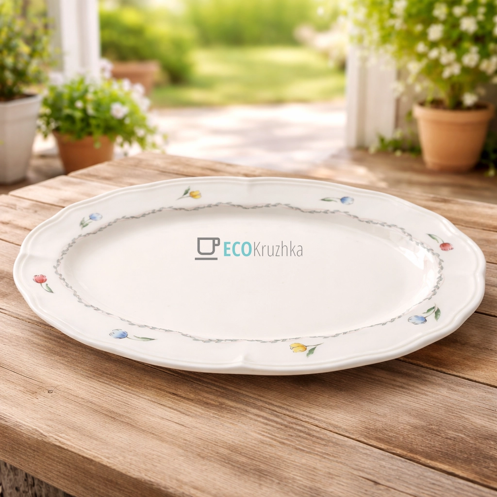 Порцелянове овальне блюдо 33 см Vintage Tulip (159-004) Порцелянове овальне блюдо 33 см Vintage Tulip (159-004)