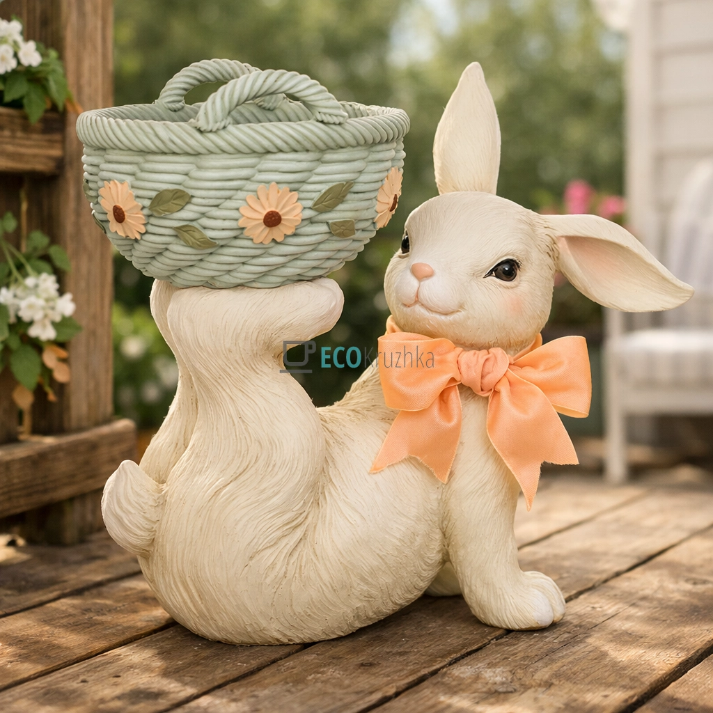 Декоративне кашпо Кролик з кошиком 36×18.5×30.7 см (838-531)