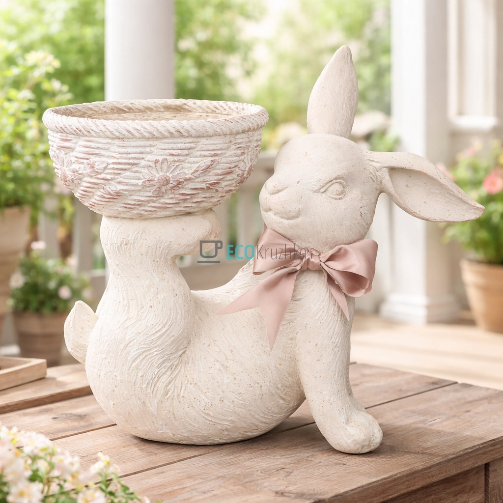 Декоративне кашпо Кролик з кошиком 32×18.5×30.7 см (838-532) Декоративне кашпо Кролик з кошиком 32×18.5×30.7 см (838-532)