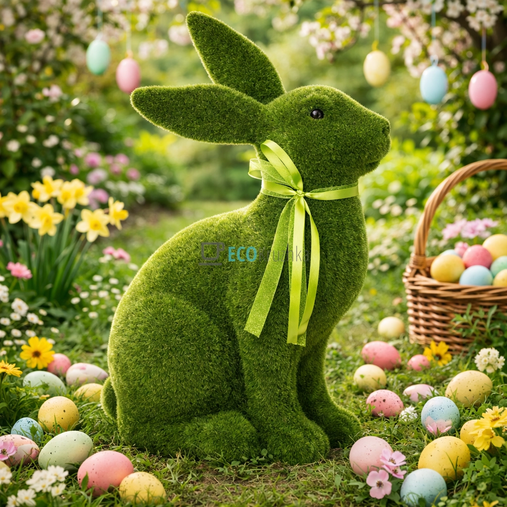 Великодній декоративний Кролик 50 см з флоковим напиленням (113-225)