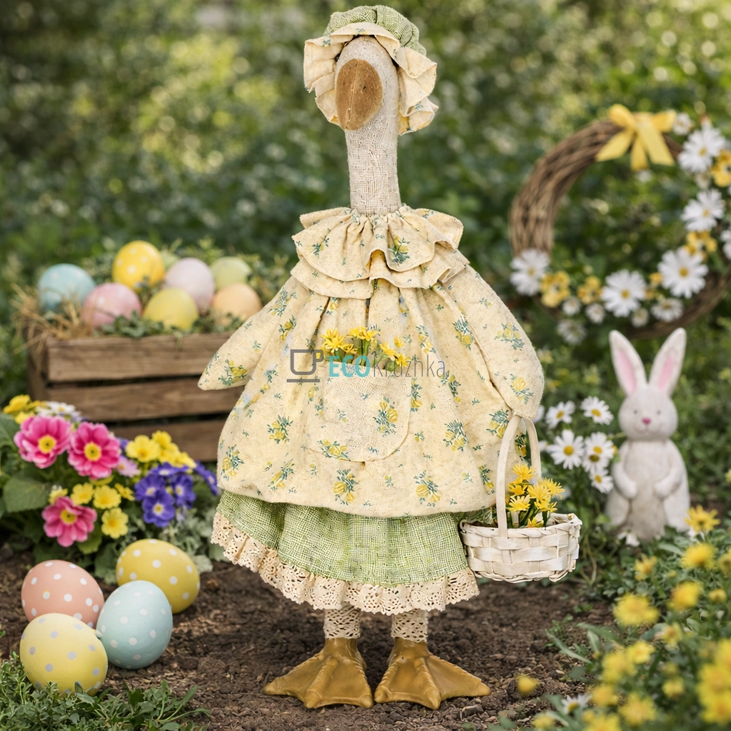 Декоративна статуетка Гуска з квітами 45 см (831-919)