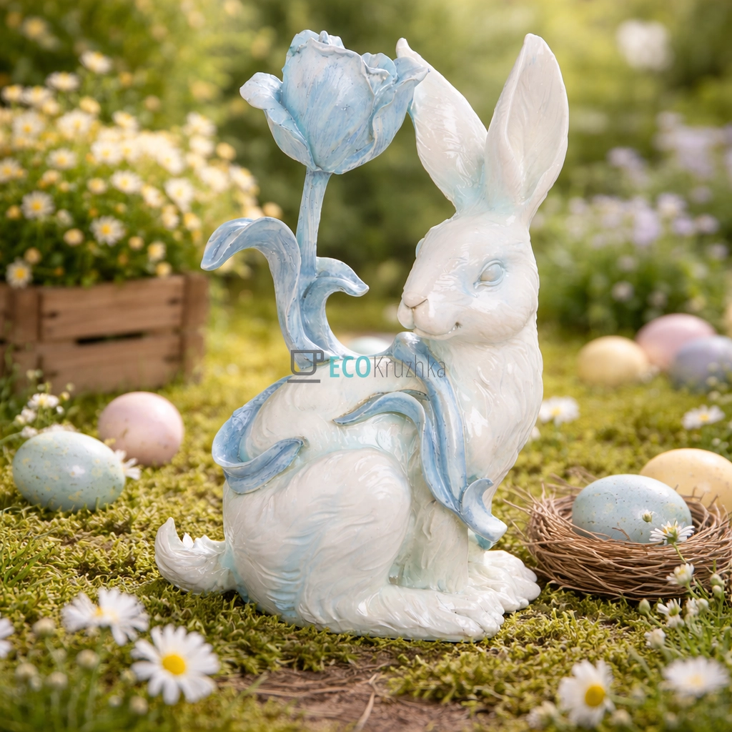 Декоративна статуетка Кролик з квіткою 29.6 см (838-589)