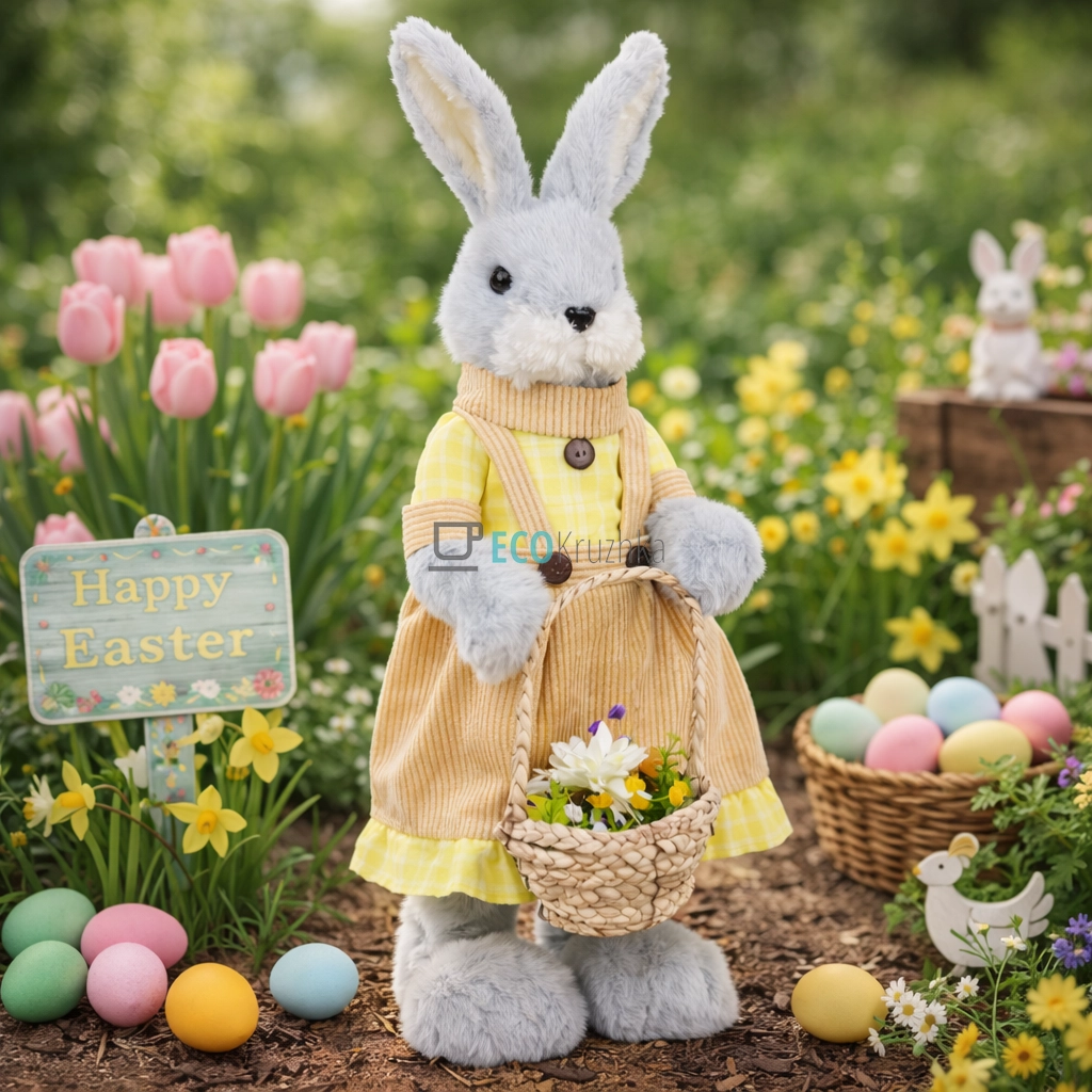 Великодня декоративна фігура кролиця з кошиком 47 см (NY27-911)