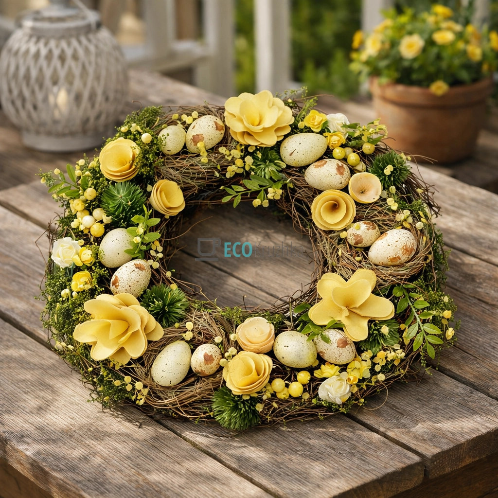 Великодній вінок жовтий 31 см (814-900)