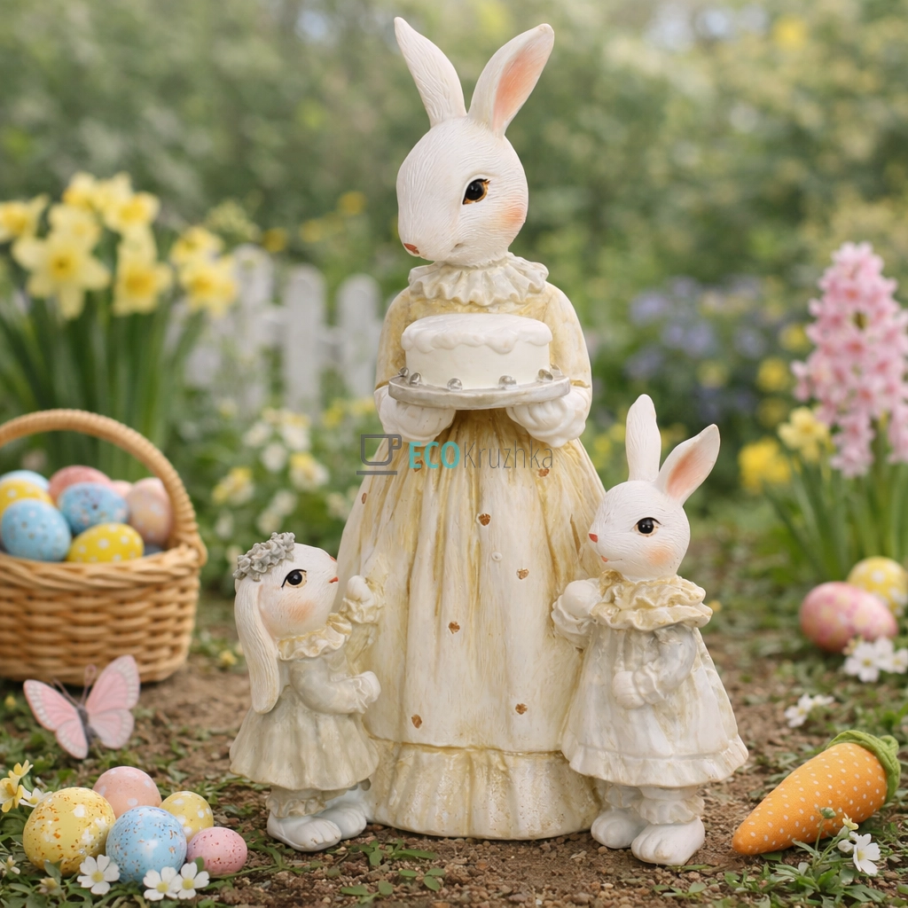 Декоративна статуетка Кролиця з дітьми 20.5 см (K07-889)