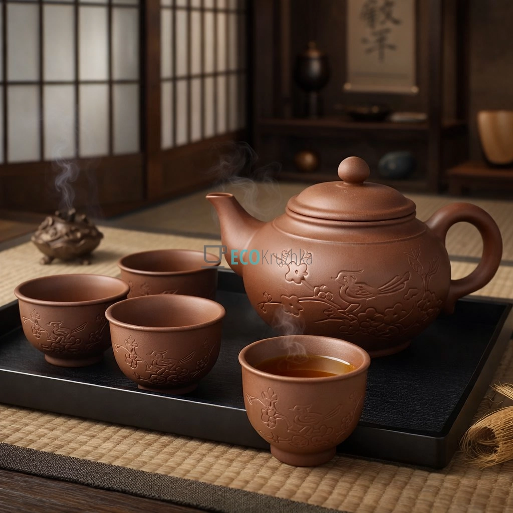 Набір для чаювання "Весняний" – чайник 750 мл, 4 піали, таця (T2565) Набір для чаювання "Весняний" – чайник 750 мл, 4 піали, таця (T2565)