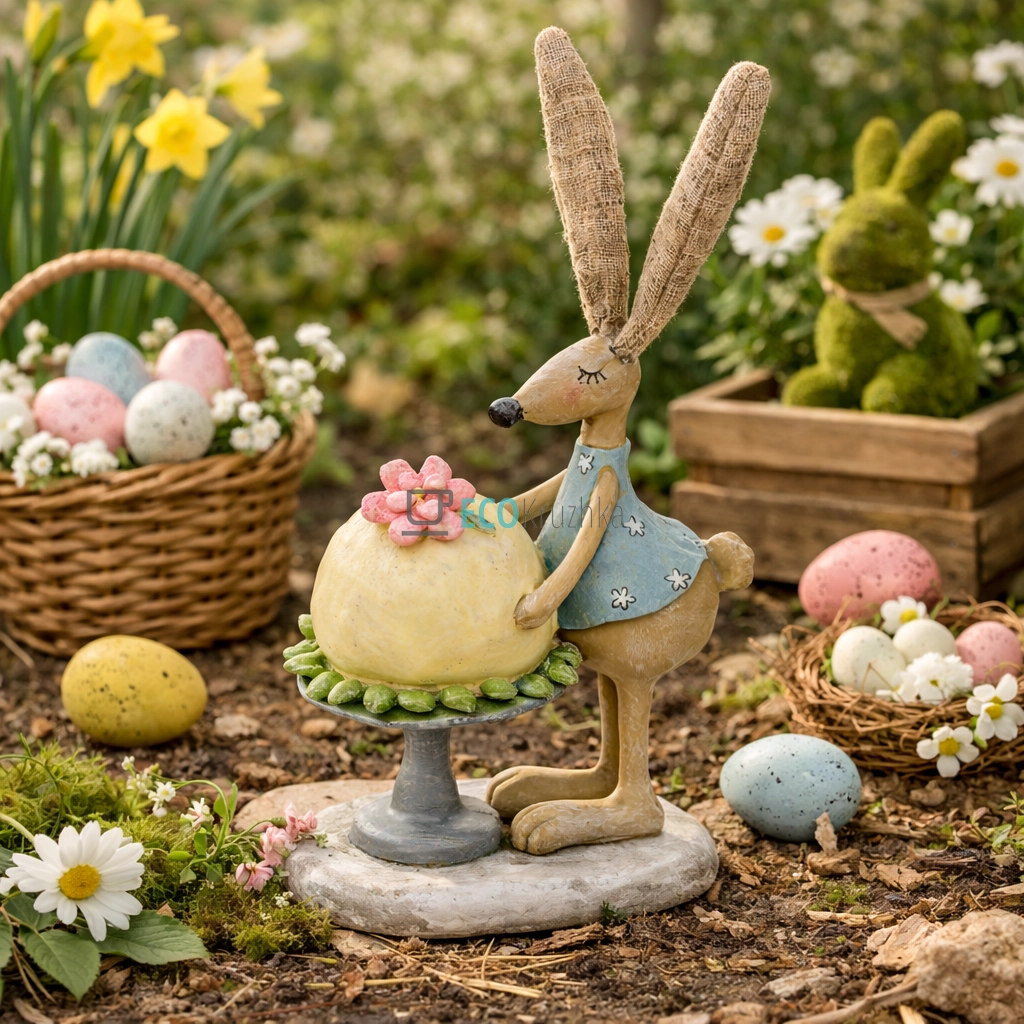 Декоративна статуетка Заєць з тортом 22.5 см (831-895)