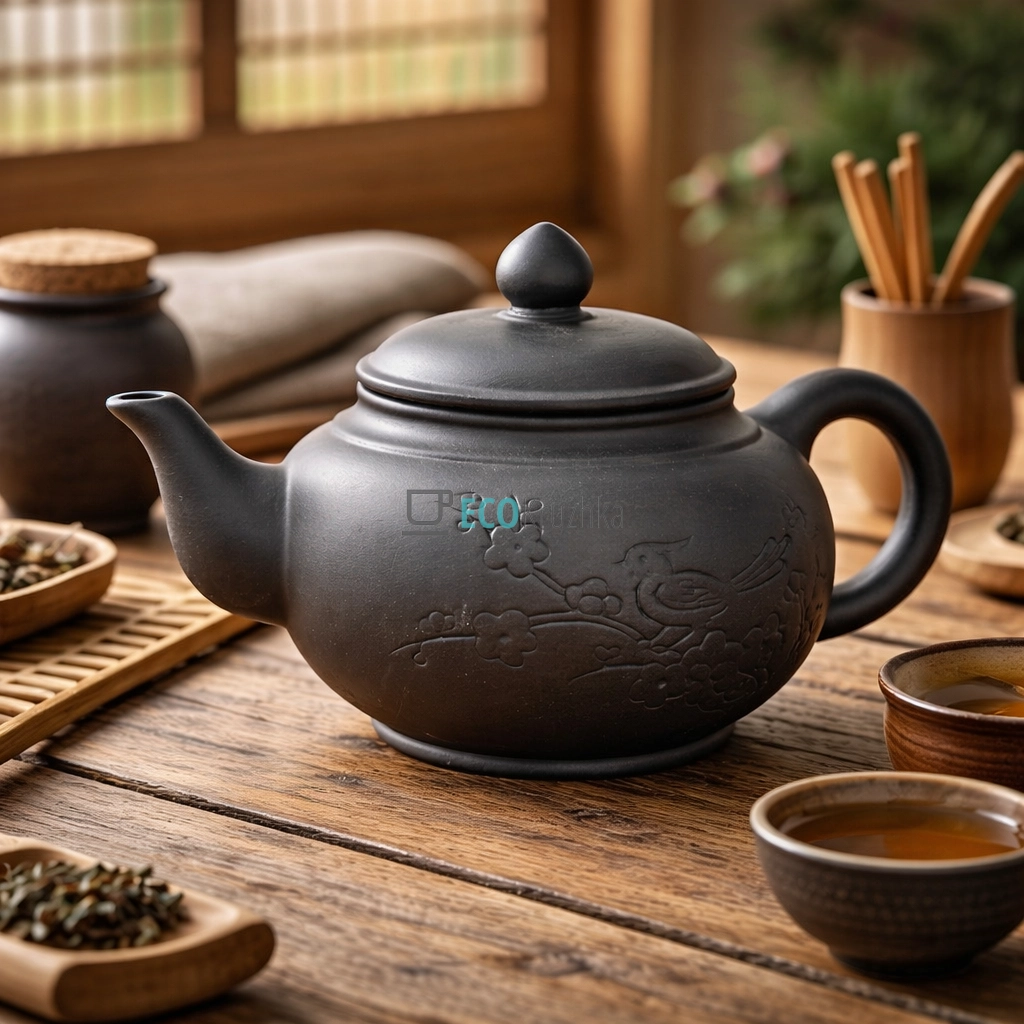 Глиняний чайник 750 мл “Весна” темний (T2560-1)