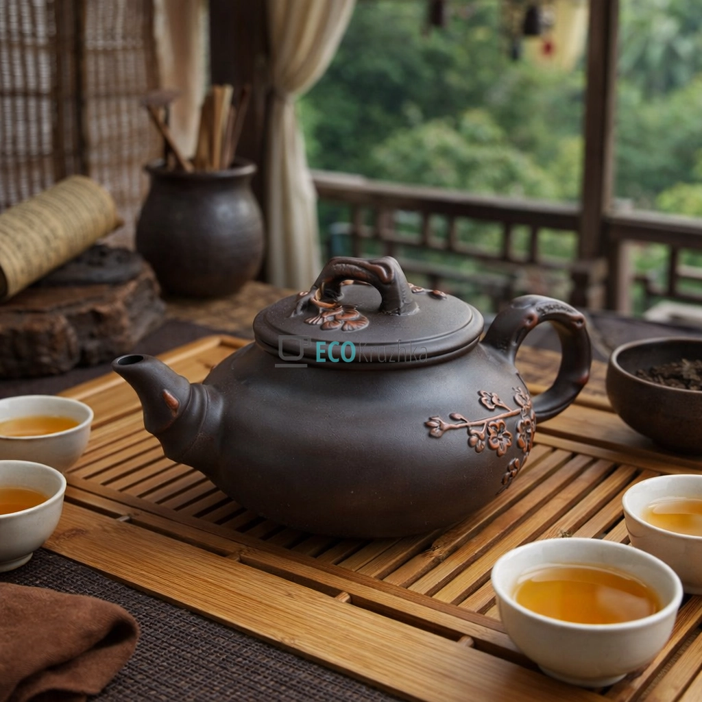 Глиняний чайник 450 мл “Червоний Листок” (T2509) Глиняний чайник 450 мл “Червоний Листок” (T2509)