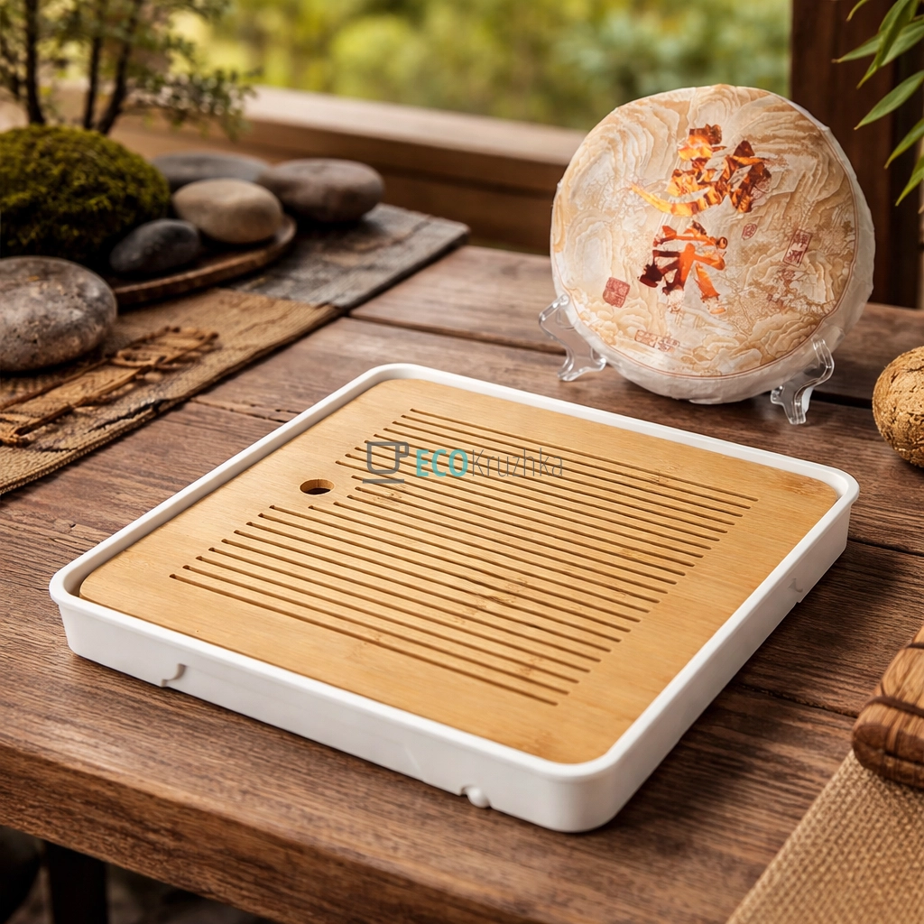 Чабань для чайної церемонії 27.5×27.5 см “Циньдао” білий (TT2521-1)