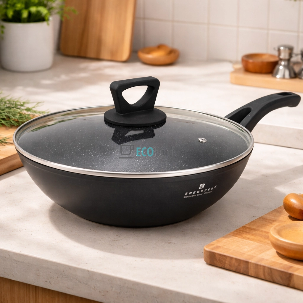 Сковорода WOK 28 см зі скляною кришкою Edenberg EB-14101 Сковорода WOK 28 см зі скляною кришкою Edenberg EB-14101