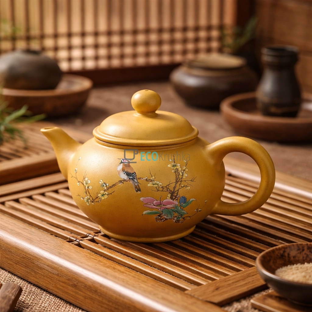 Глиняний чайник 200 мл “Квітуча сакура” (T2580)