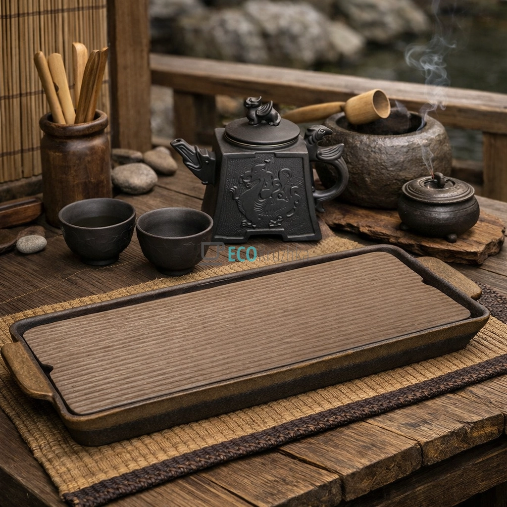 Глиняний чайний столик 41.5 х 15.5 х 3.5 см "Шеньжень" (T0517)