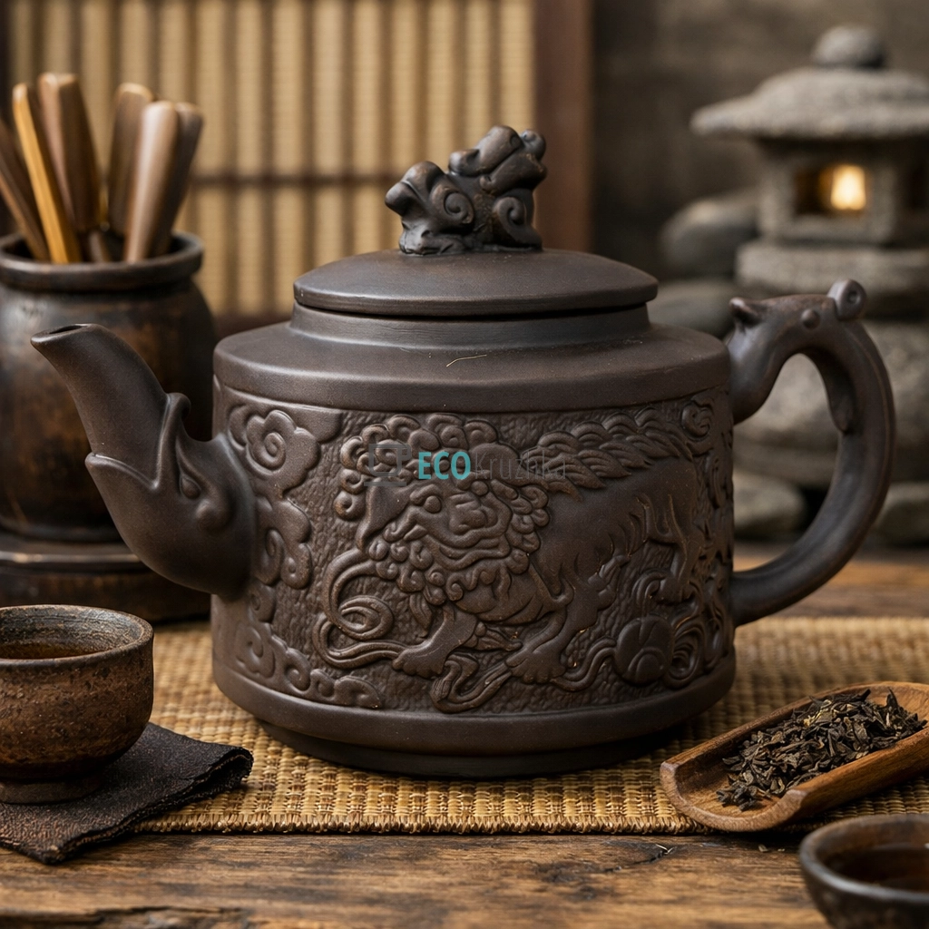 Глиняний чайник 800 мл “Лев” темний (T2593-1)