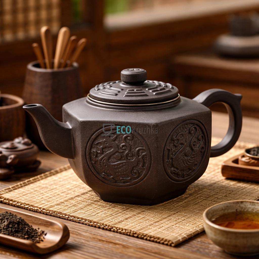 Глиняний чайник 730 мл “Таньга” темний (T2589-1)