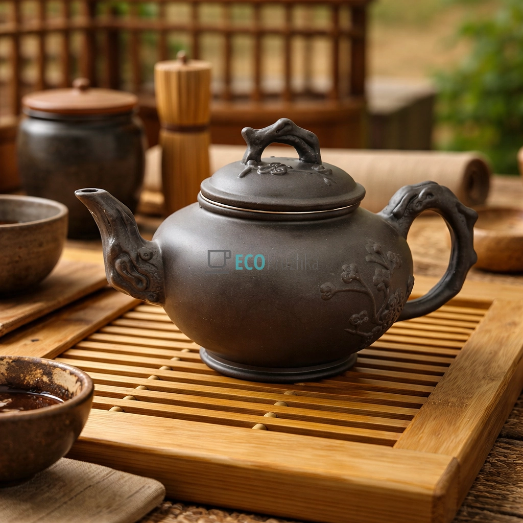 Глиняний чайник 700 мл “Мальва” темний (T2570-1)