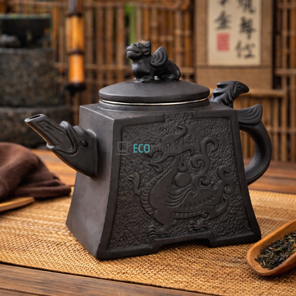 Глиняний чайник 650 мл “Дракоша" темний (T2579-1) Глиняний чайник 650 мл “Дракоша" темний (T2579-1)